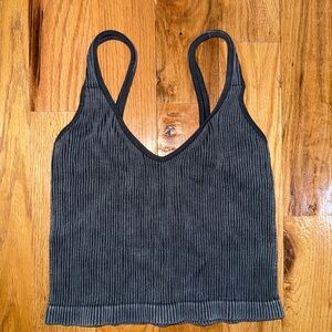 Women's Ribbed Black Tank Top